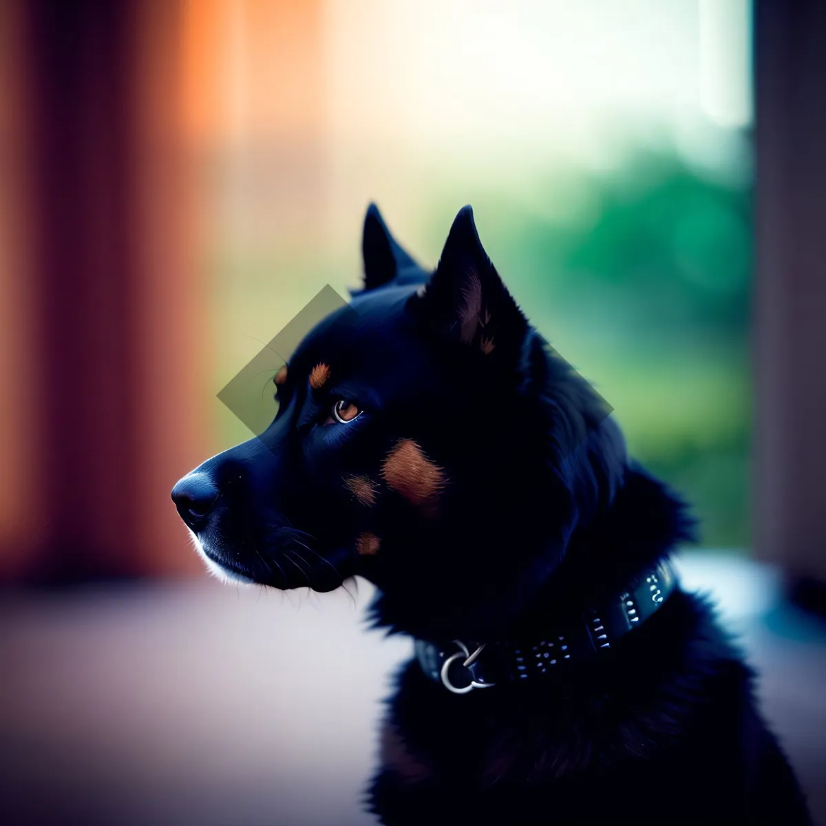 Picture of Adorable black shepherd dog with captivating eyes