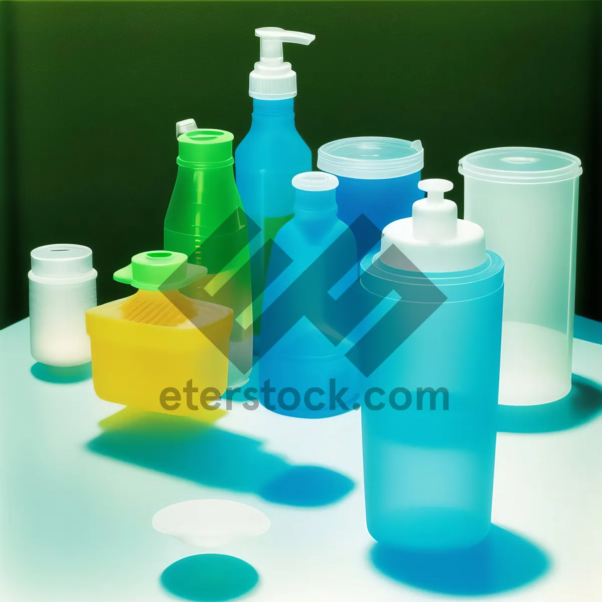 Picture of Spa hygiene glass bottle dispenser liquid cleanliness.