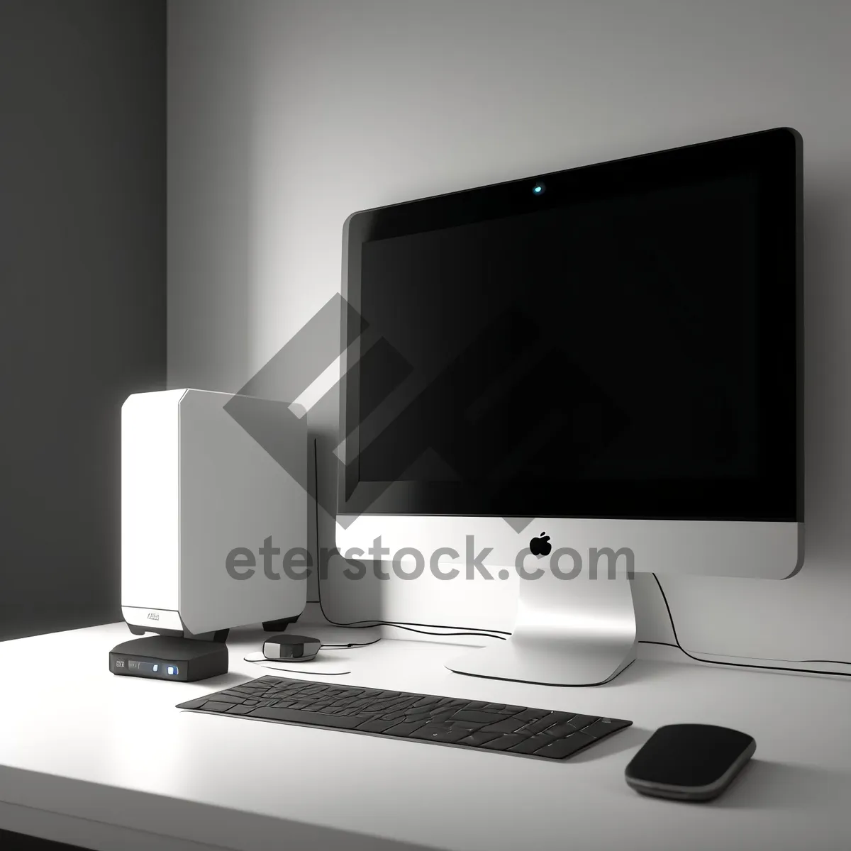 Picture of Modern Office Setup with Desktop Computer and Monitor
