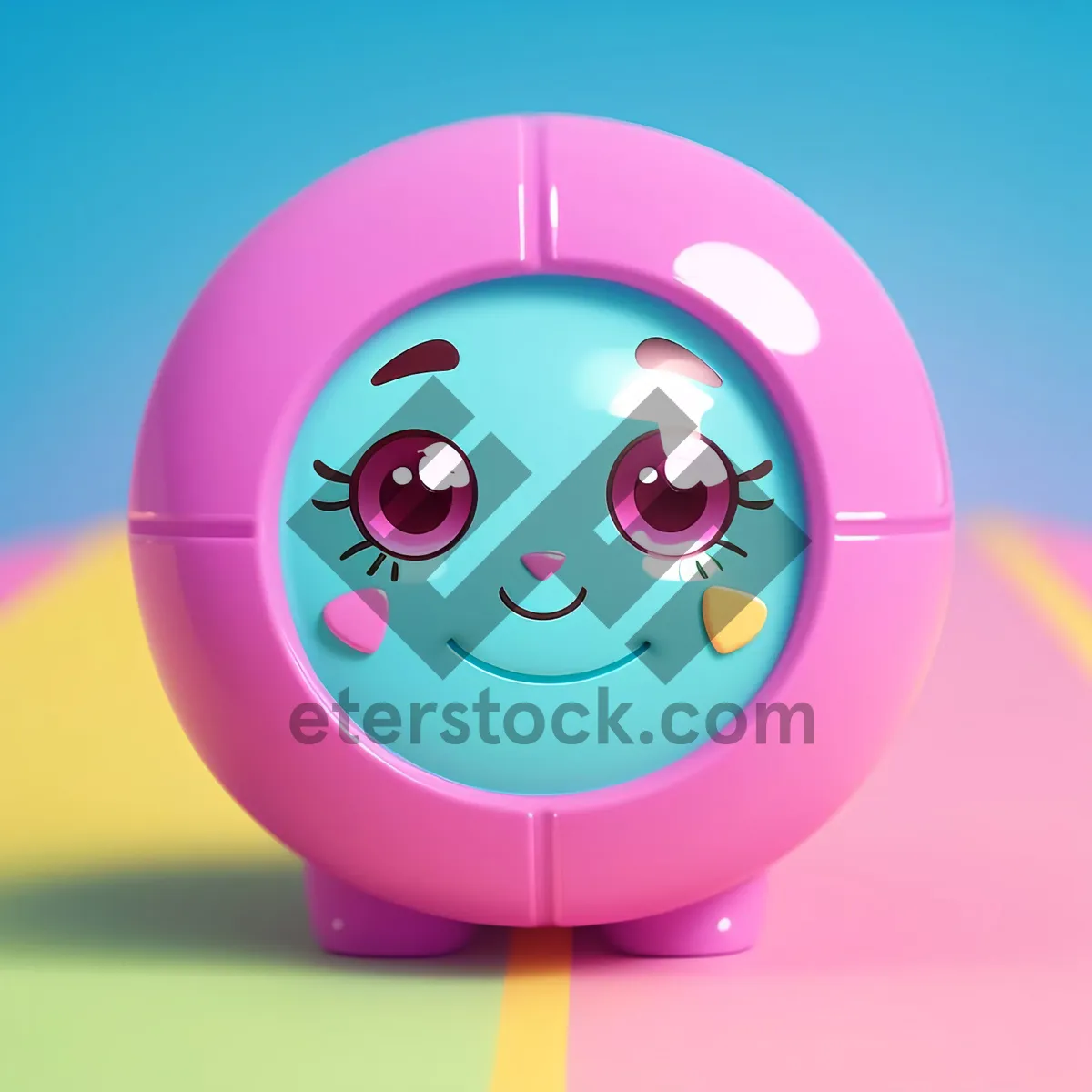 Picture of Cute Piglet Character with Cartoon Ball Icon.