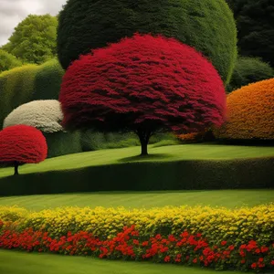 Colorful Spring Landscape with Tree and Grass