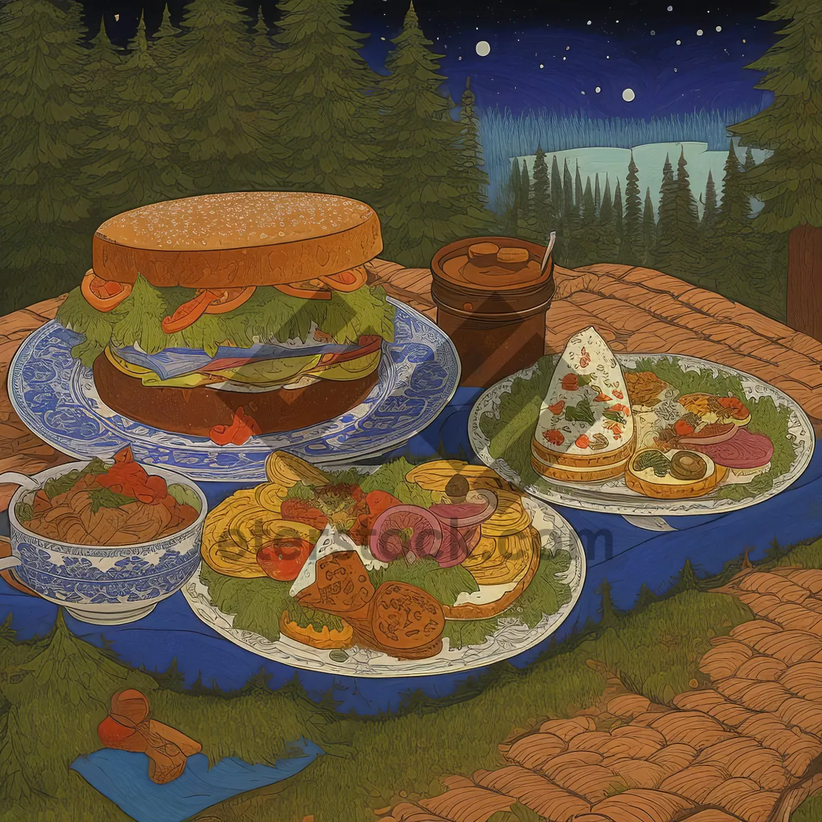 Picture of Gourmet Meal on Ceramic Plate Puzzle Mosaic
