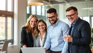 Smiling Business Team in Office Meeting