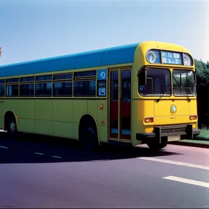 School Bus on Highway - Reliable Public Transportation