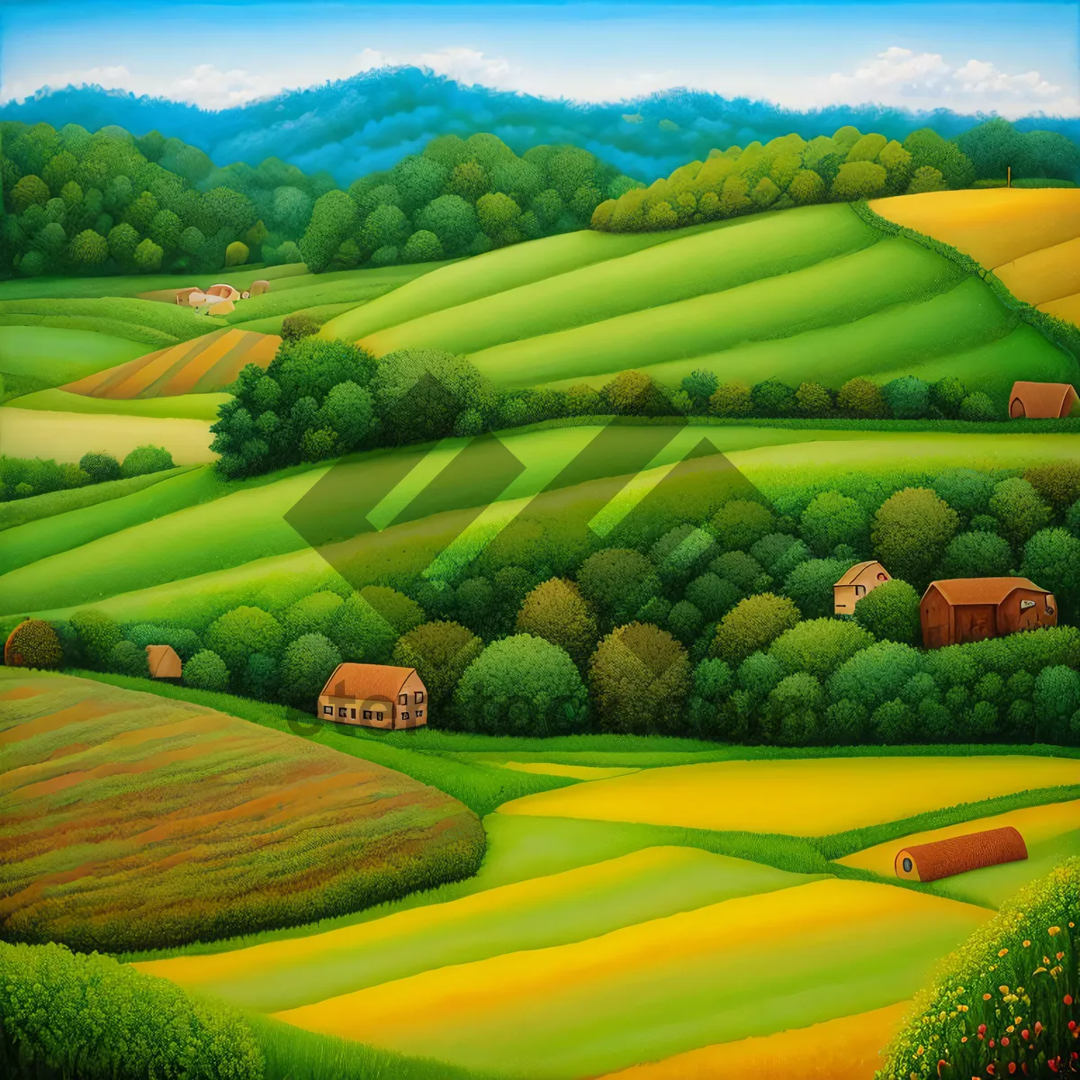 Picture of Serene Summer Fields: A Picturesque Rural Landscape