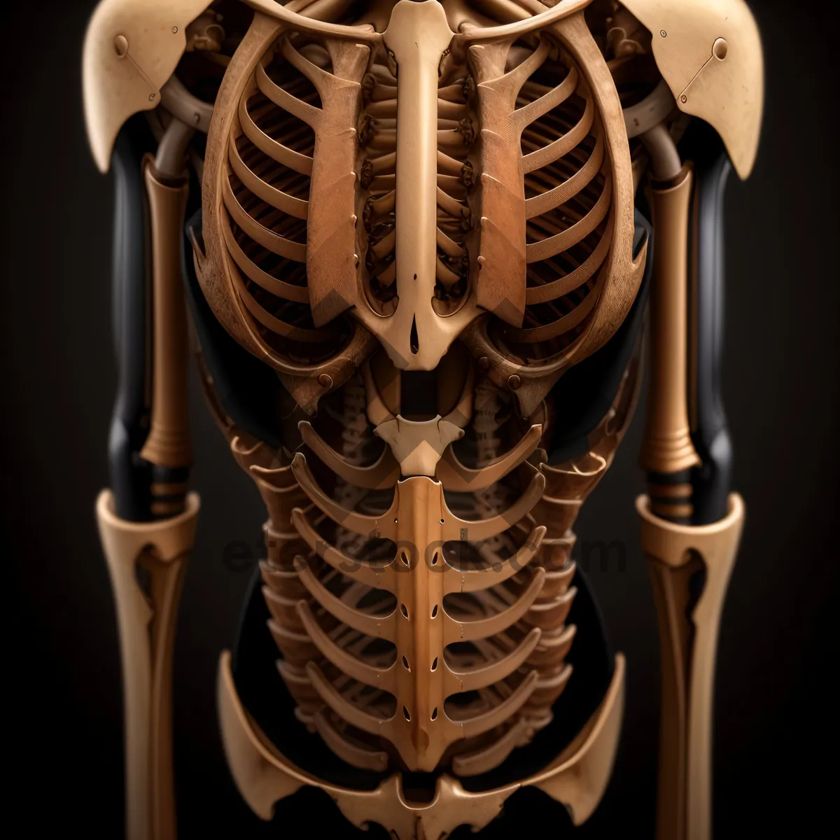 Picture of Anatomical Human Skeleton X-Ray: Detailed 3D View of Body's Central Structure