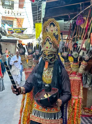 Colorful Comic Book Style God Statue at Eastern Temple.