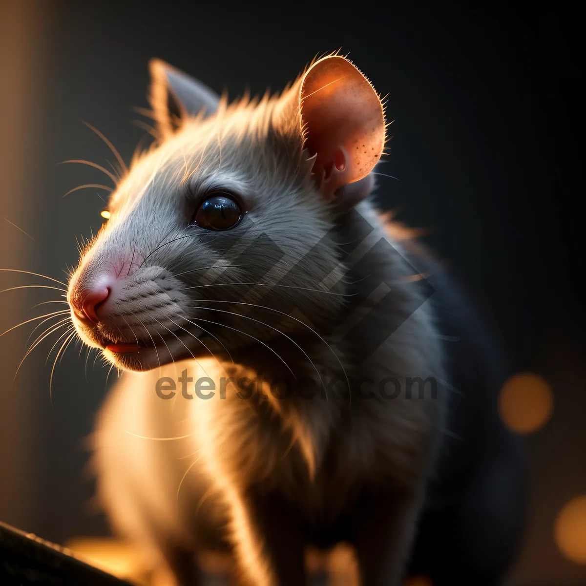 Picture of Curious Fluffy Rat with Cute Whiskers