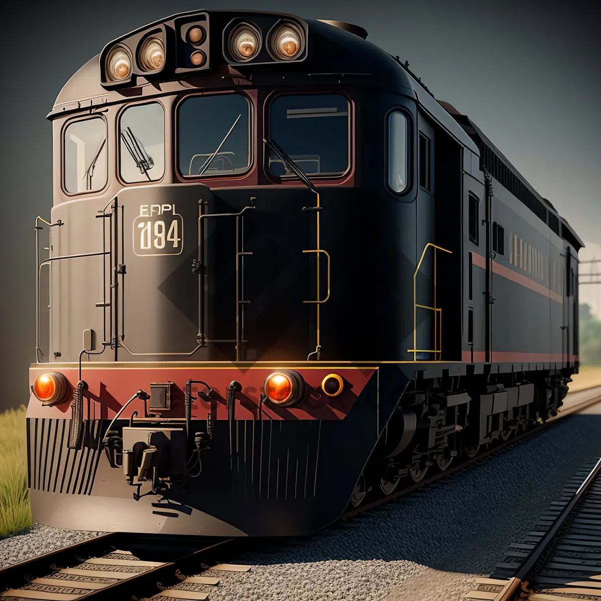 Picture of Vintage Electric Locomotive on Railway Track