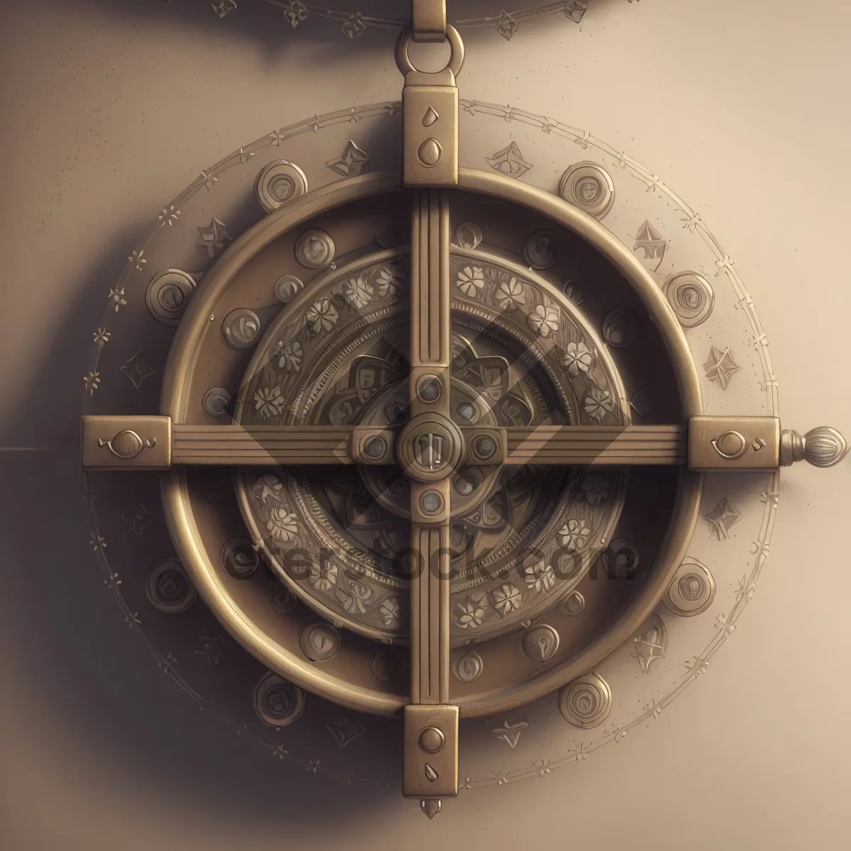 Picture of Vintage Mechanical Clock with Compass and Hour Hand