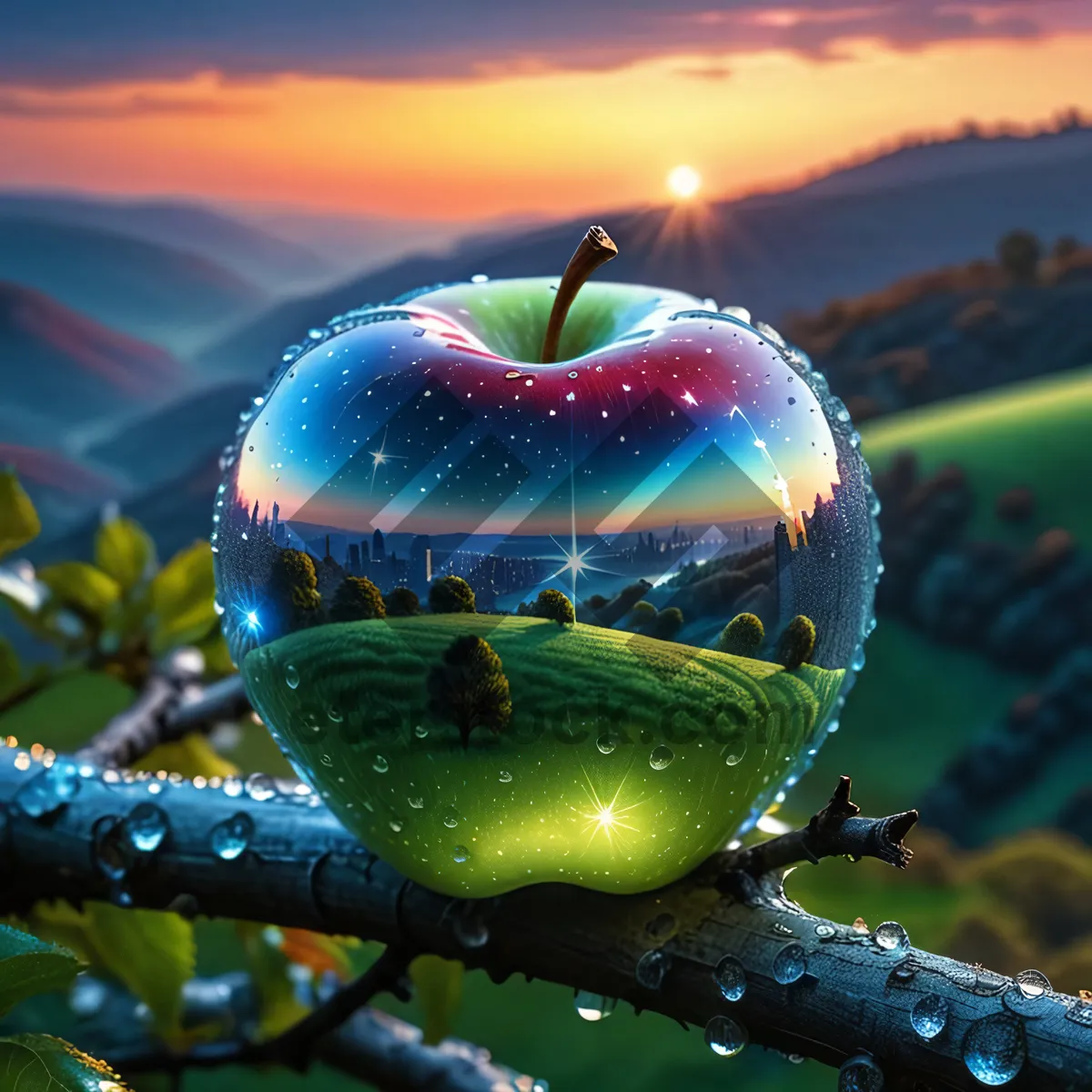 Picture of Fresh Granny Smith apple, delicious and nutritious