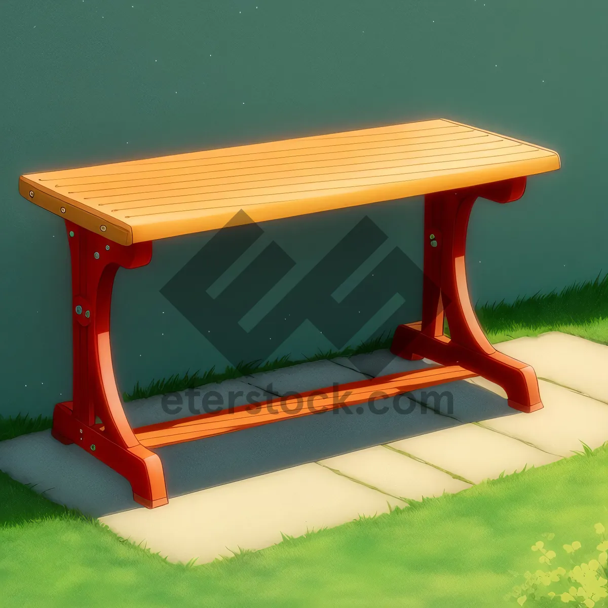 Picture of Wooden Footstool on Grass