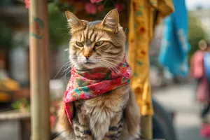 Fluffy Tabby Cat with Curious Eyes