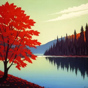 Vibrant Autumn: Skyline of Colorful Foliage beneath Maple Trees