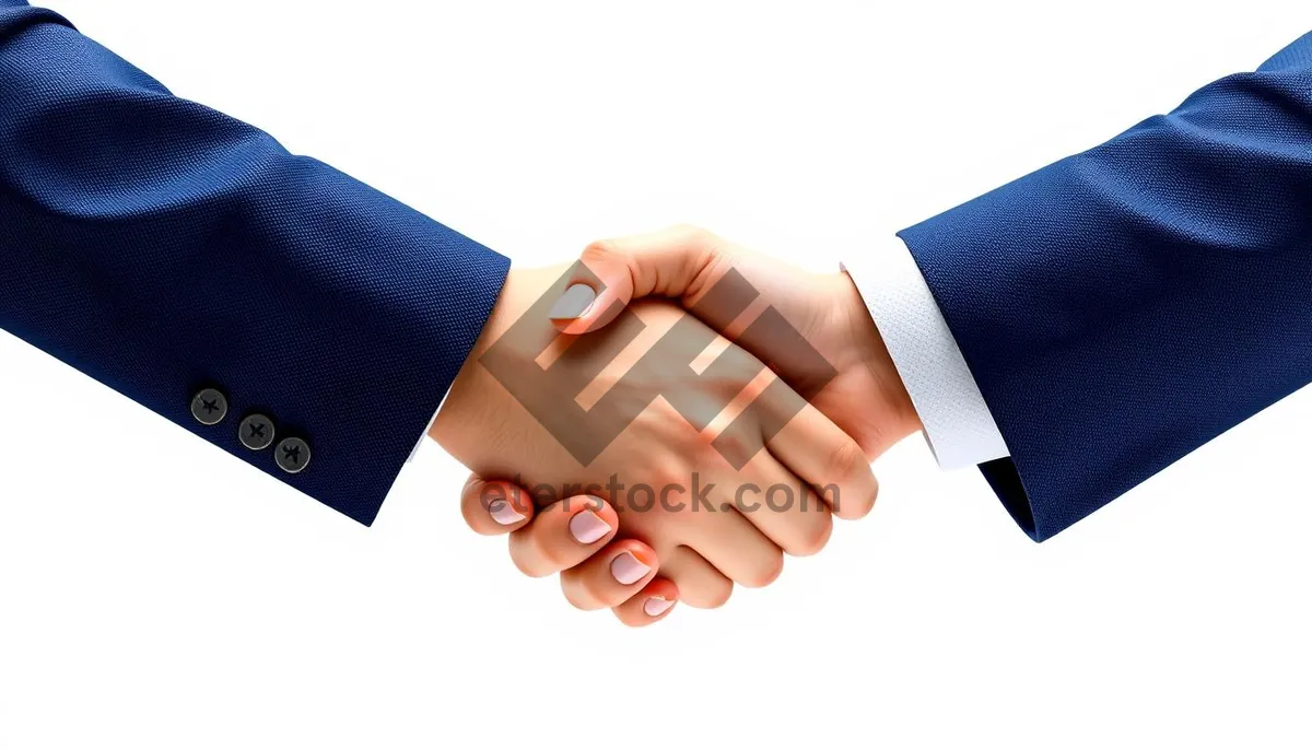 Picture of Successful businessman holding a handshake agreement document.