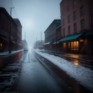 Urban Train travelling through City Street