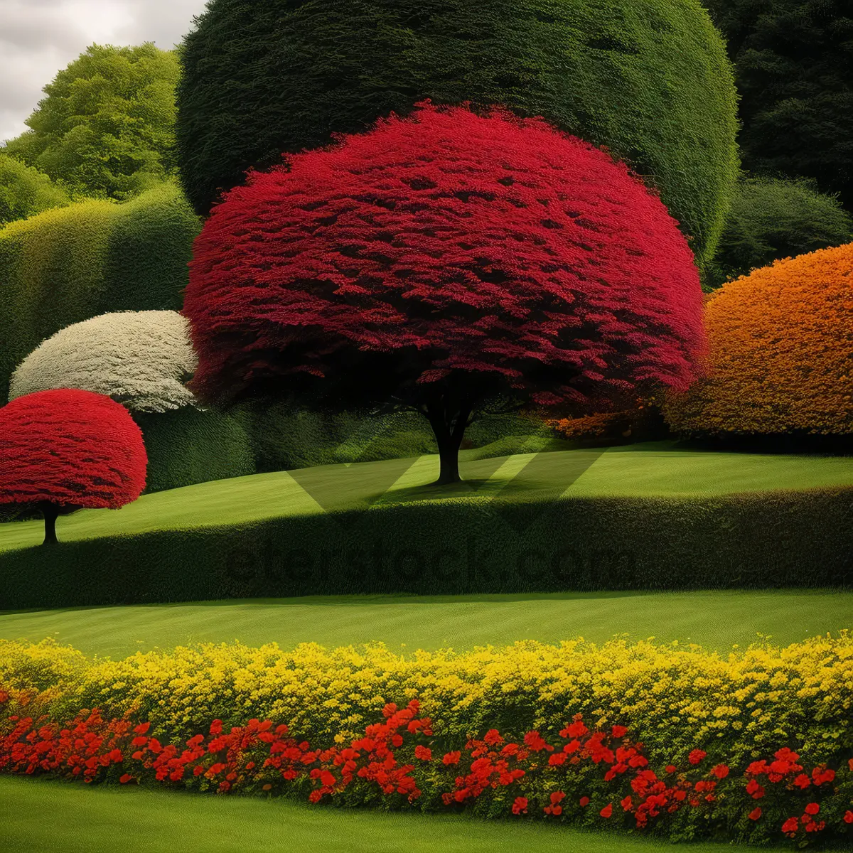 Picture of Colorful Spring Landscape with Tree and Grass