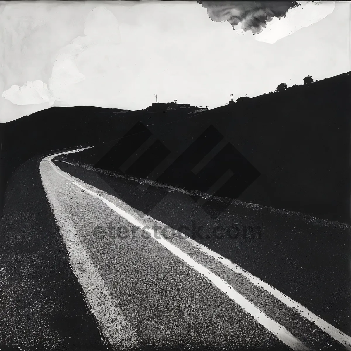 Picture of Scenic Drive Through Mountainous Landscape on Empty Highway