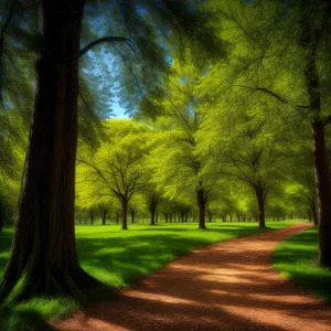 Serene Path Through Woodland Paradise