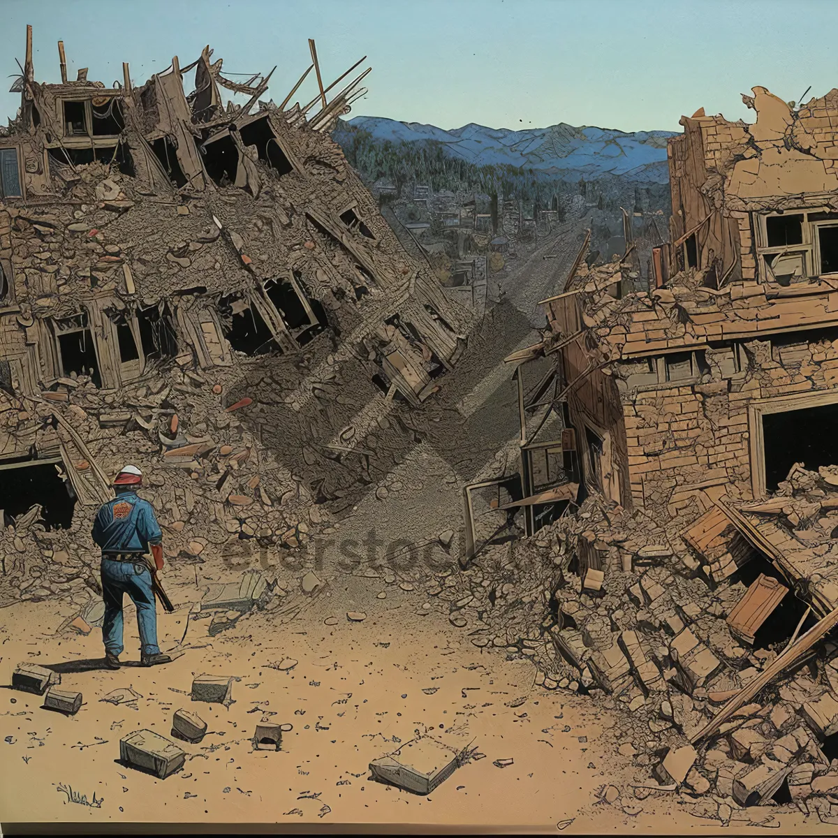 Picture of Ancient Castle on Desert Sands: Historic Fortress Amidst Stone Ruins.