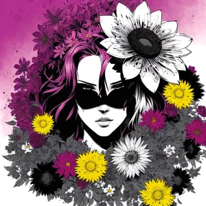 Colorful Floral Sunflower Graphic Art Design