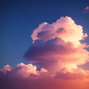 Fluffy Cumulus Clouds floating in Blue Sky
