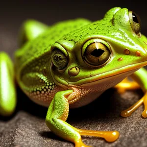 Vibrant Eyed Tree Frog Close-up: Wildlife Abstraction