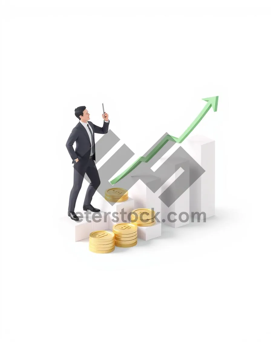 Picture of 3D cartoon businessman character cleaning stairs in house.