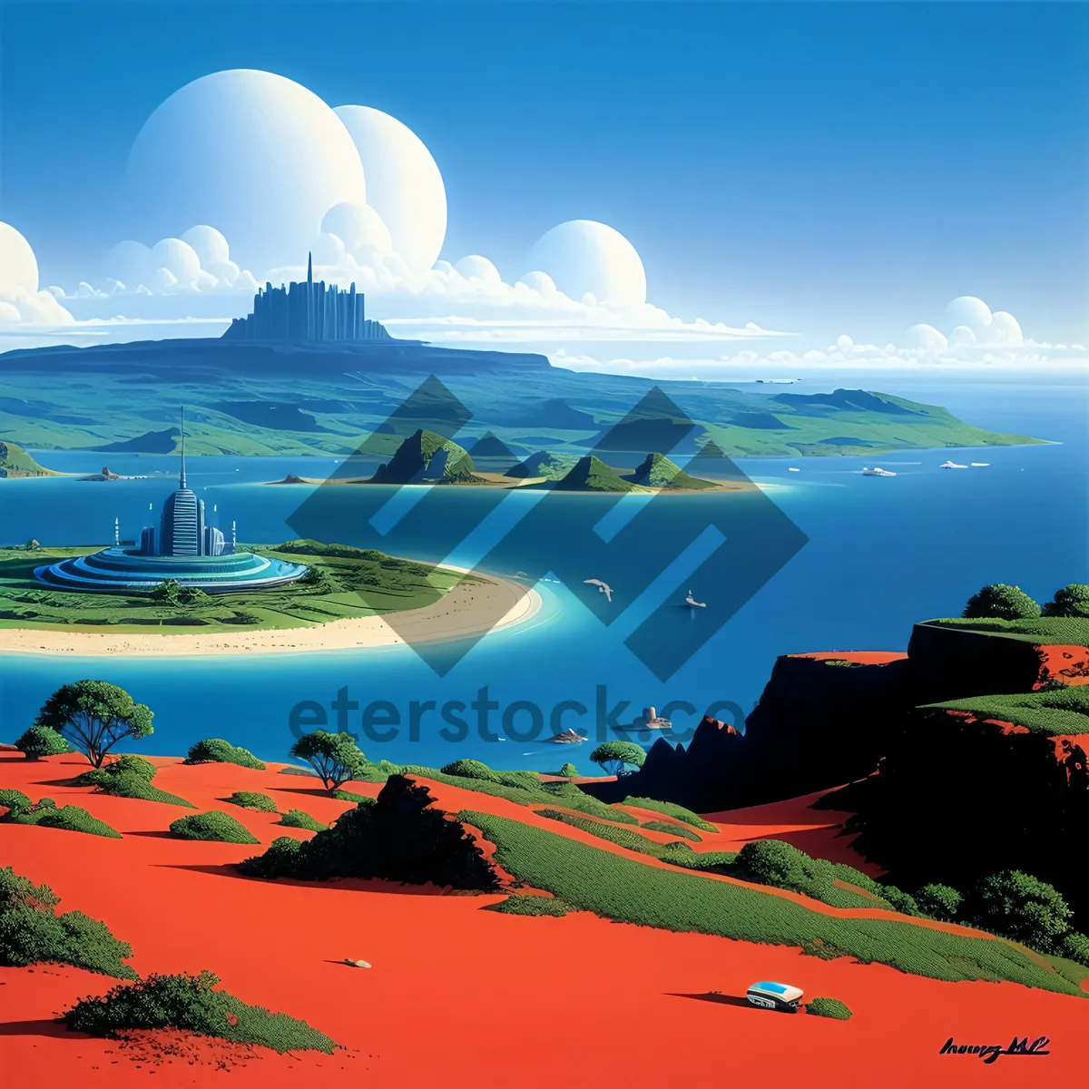 Picture of Serenity by the Seashore: Sun-kissed Bay at Sunset