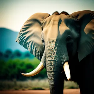 Majestic Tusker Roaming through Safari Park.