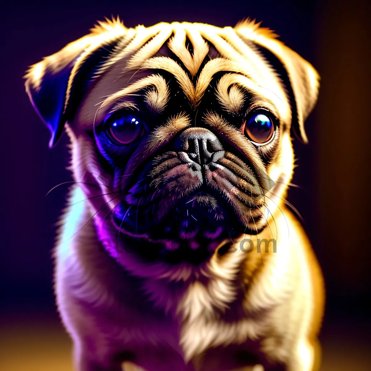 Picture of Pug Puppy: Adorable Wrinkled Canine Portrait