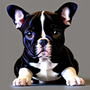 Cute Purebred Bulldog Terrier Puppy Portrait