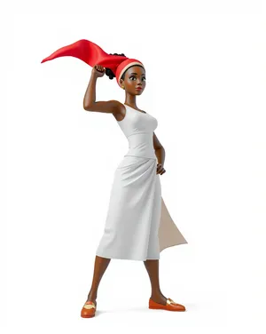Happy adult female model in stylish fashion attire