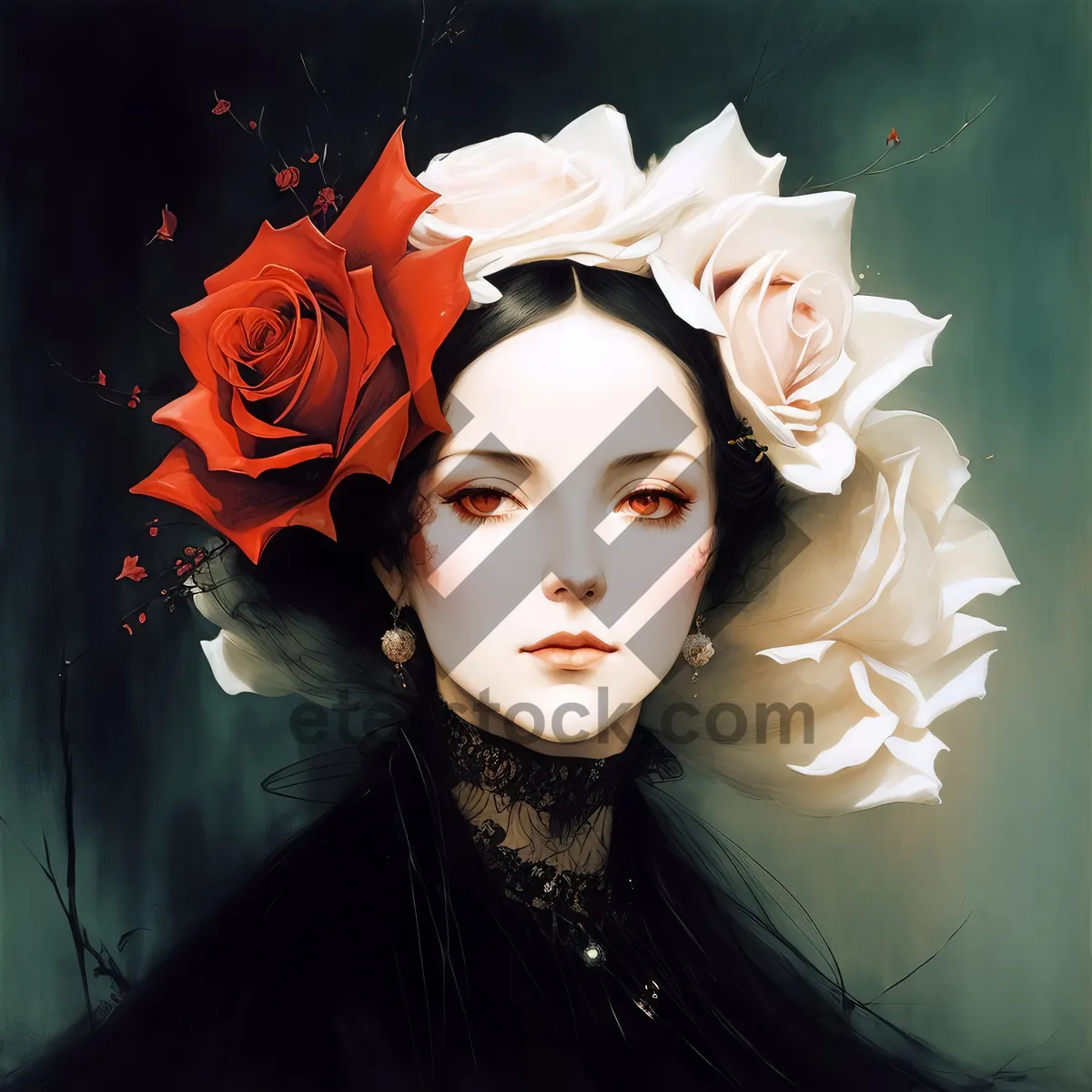 Picture of Mystical Enchantress: Elegance and allure hidden behind a mask.