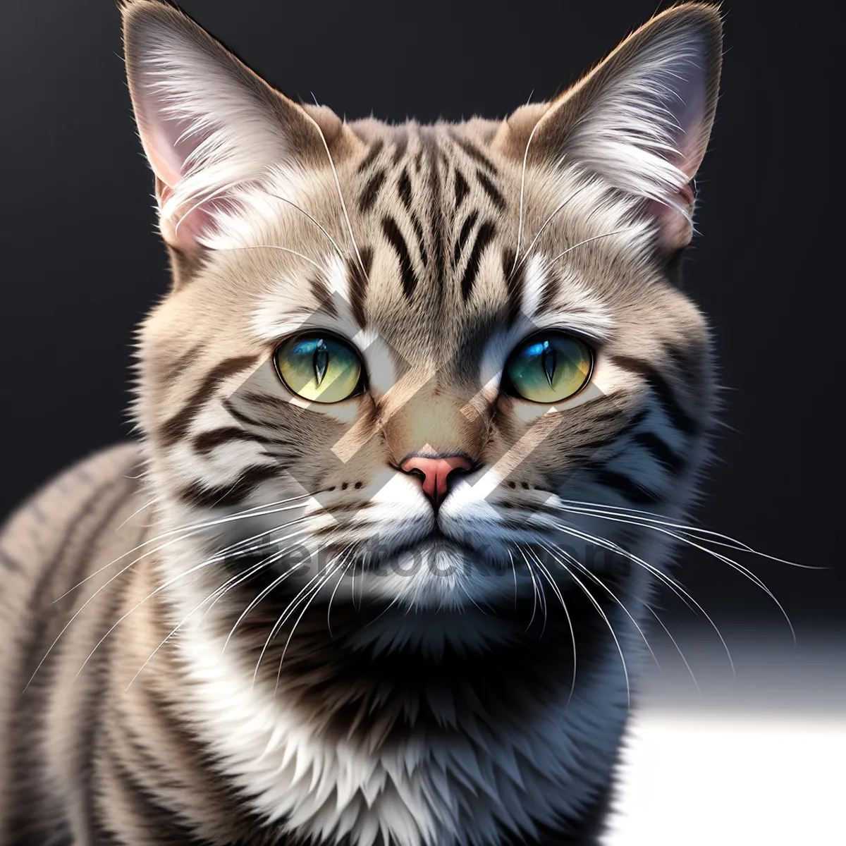 Picture of Feline Fluffball: Adorable Gray Kitten with Whiskers