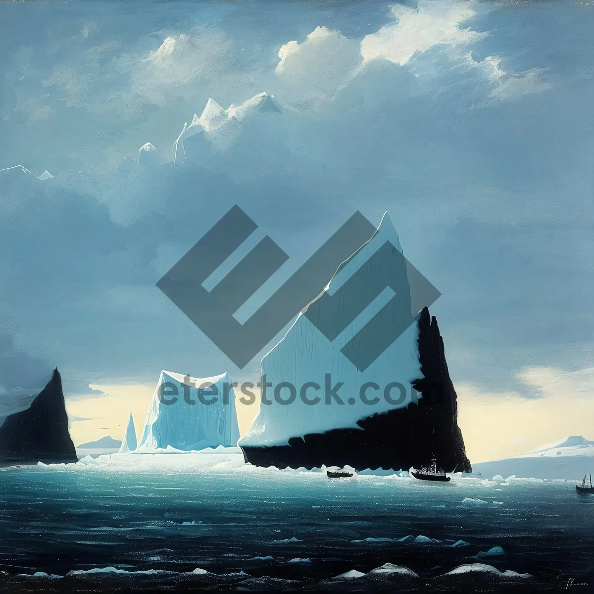 Picture of Serene Horizon: Sailing Vessel on Ocean Coast