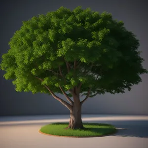 Bonsai Tree in Lush Forest Landscape