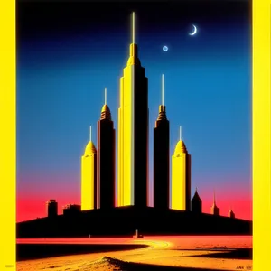Gleaming Night Skyline with Majestic Minarets