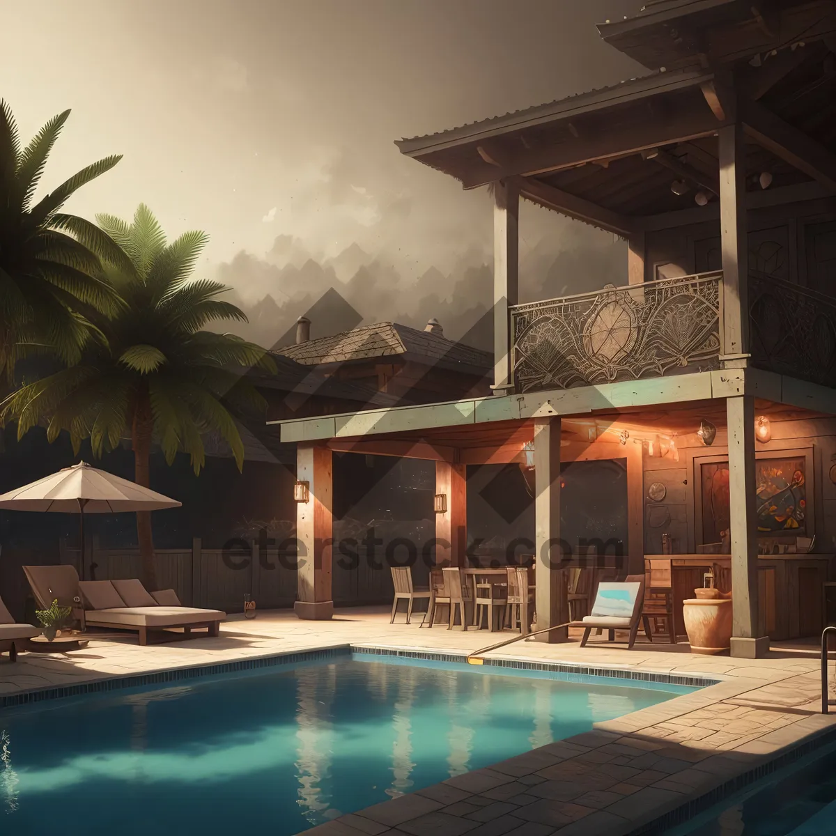 Picture of Serene Tropical Escape: Luxurious Beachfront Resort with Palm-lined Pool