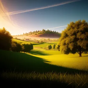 Golden Fields of Rapeseed Under Sunlit Sky