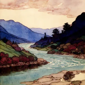 Serenity amidst majestic mountains and a flowing river