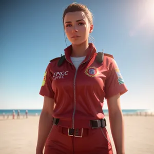 Smiling Medical Professional at the Beach