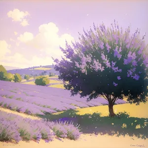 Lavender Heath in Colorful Spring Meadow