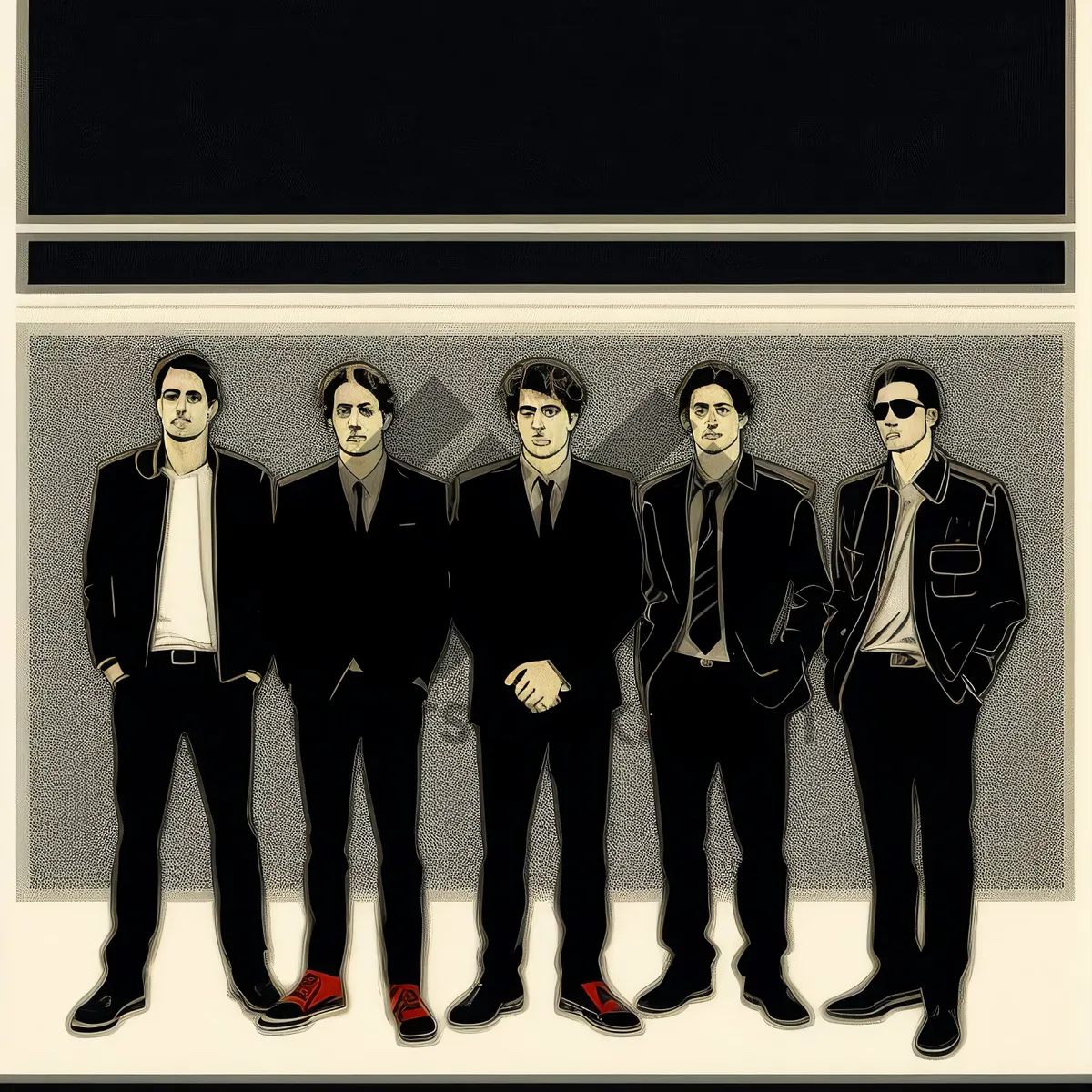 Picture of Group of successful businessmen in silhouette playing brass instruments