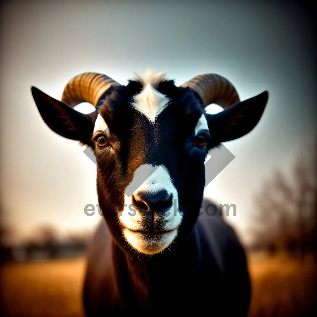 Picture of Brown Bull Grazing in Rural Ranch