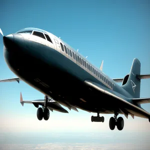 Airplane in Flight over Airport Runway