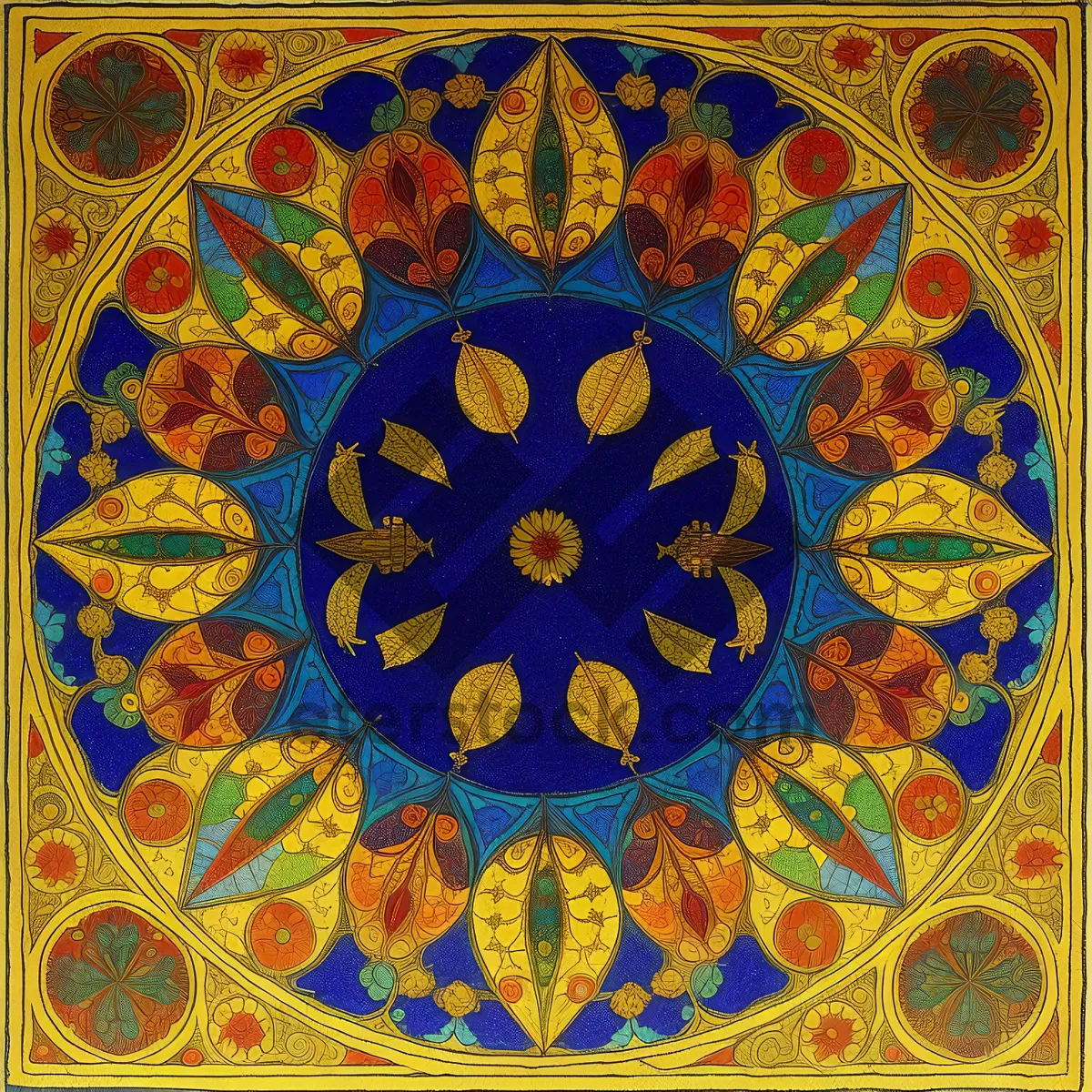 Picture of Colorful Arabesque Mosaic Art on Decorative Tray.