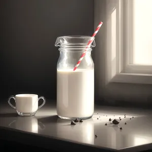 Healthy Milk in Transparent Glass Bottle for Breakfast