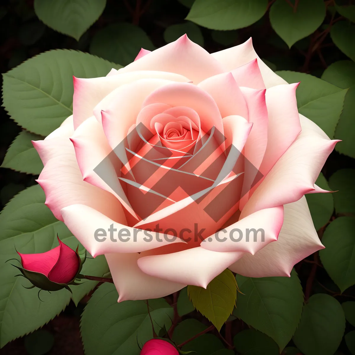 Picture of Romantic Pink Rose Blossom in Spring Garden