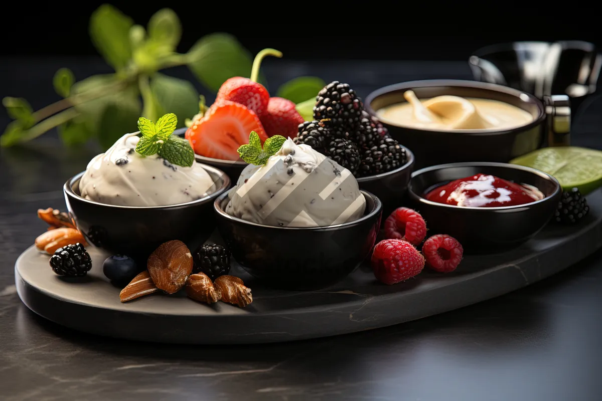 Picture of Delicious Fruit Plate with Berries and Cream